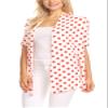 Basic Short Sleeve Open Front Pattern Print Polka Dot Cardigan S-3XL Made in USA Polka White Red 3XL view 3