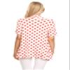 Basic Short Sleeve Open Front Pattern Print Polka Dot Cardigan S-3XL Made in USA Polka White Red 3XL view 4