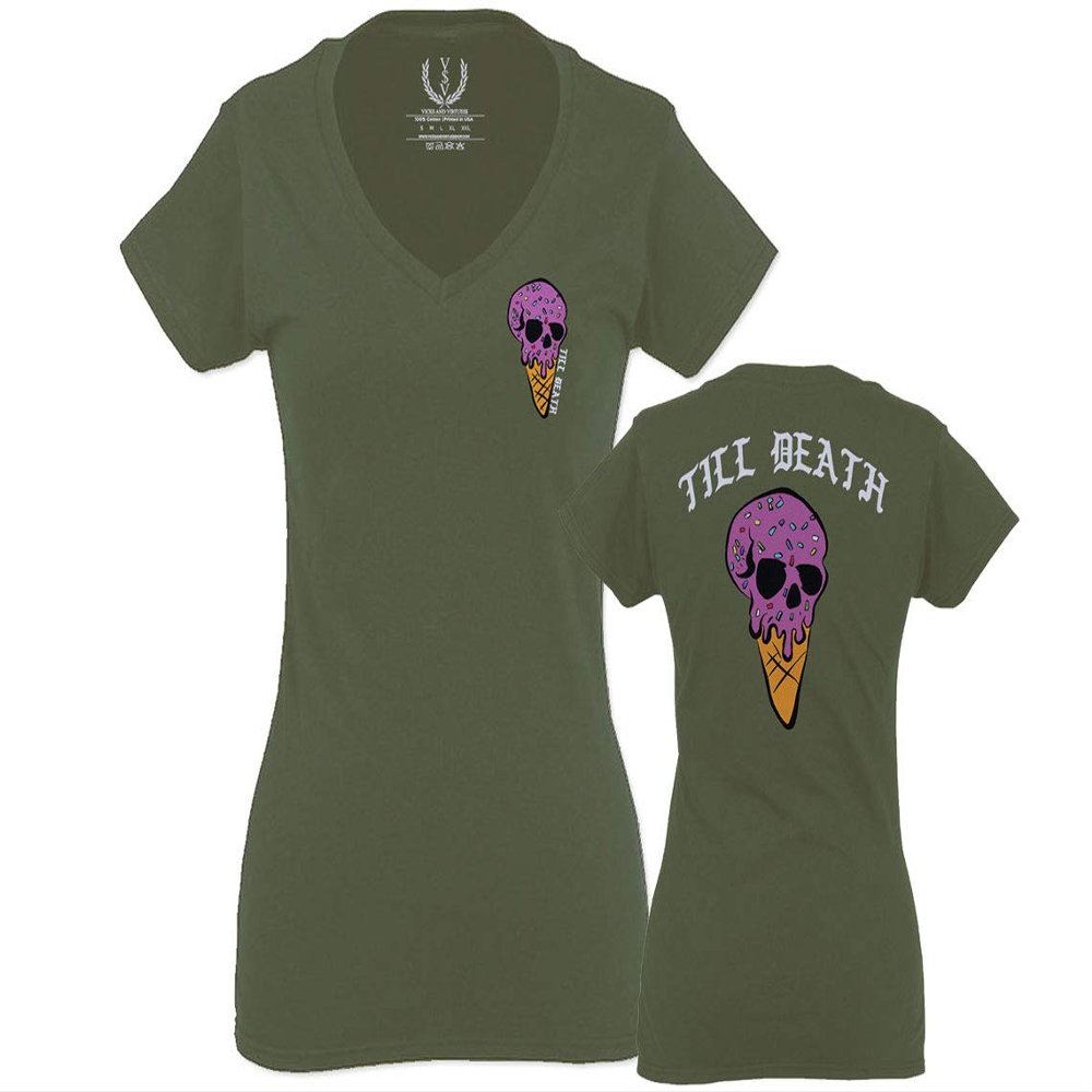 0258. Cool Graphic Candy Ice Cream Skull Summer Till Death Society streetwaer Men's Long Sleeve t Shirt (Black, Medium)