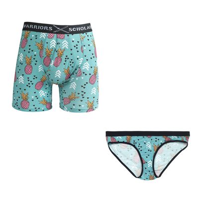 Warriors & Scholars W&S Matching Underwear For Couples - Couples Matching Undies - Women Size XL/Men Size XXL, Pineapple