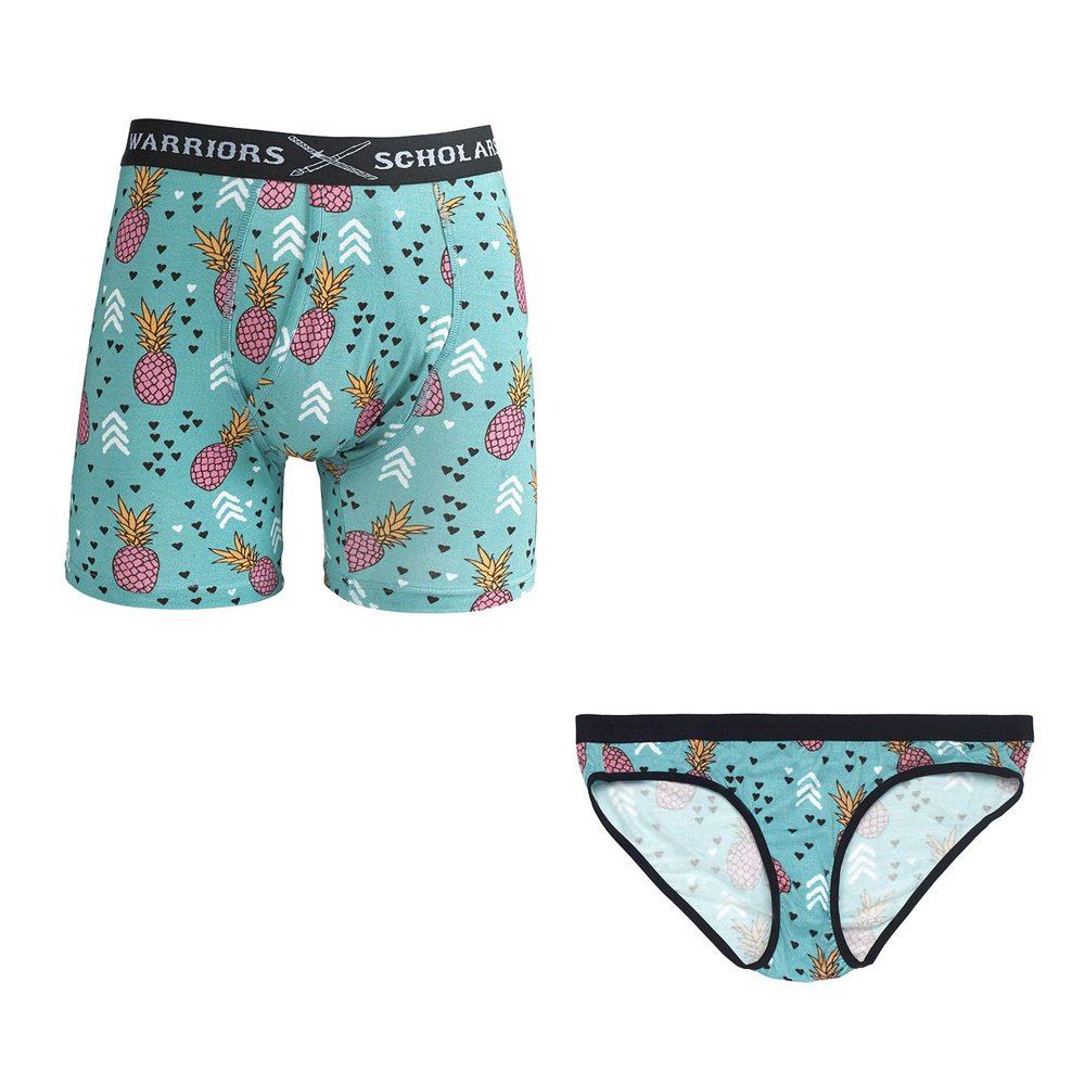Warriors & Scholars W&S Matching Underwear For Couples - Couples Matching Undies - Women Size XL/Men Size XXL, Pineapple