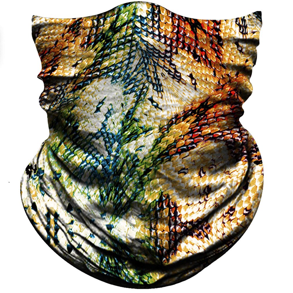 Obacle Seamless Bandana for Rave Face Mask Dust Wind Sun Protection Neck Gaiter Tube Mask for Women Men Festival Party Motorcycle Riding Fishing Hunting (Snake Skin Printing Light Yellow)