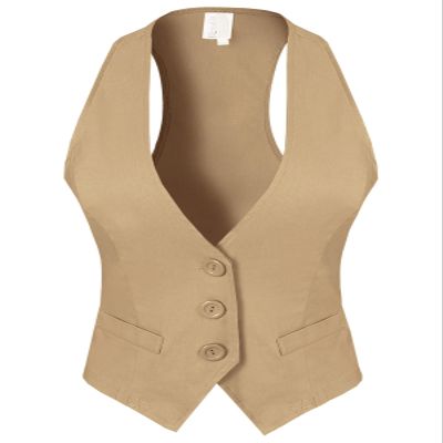 Design by Olivia Women's Dressy Casual Versatile Racerback Vest Tuxedo Suit Waistcoat Taupe L