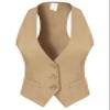 Design by Olivia Women's Dressy Casual Versatile Racerback Vest Tuxedo Suit Waistcoat Taupe L view 1