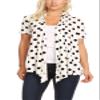 Basic Short Sleeve Open Front Pattern Print Polka Dot Cardigan S-3XL Made in USA Polka White M view 1