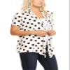Basic Short Sleeve Open Front Pattern Print Polka Dot Cardigan S-3XL Made in USA Polka White M view 2