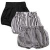 3PC Shorts Set Newborn Baby Girls Boys Pants Cotton Linen Blend Cute Floral Bloomer Triangle Shorts Diaper Cover (D Black+Stripe+Plain, 2-3 Years) view 1