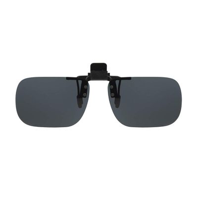 Dioptics Solar Shield Flip Up Clip On Sunglasses Polarized Rectangular, Smoke, 58 mm
