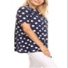 Basic Short Sleeve Open Front Pattern Print Polka Dot Cardigan S-3XL Made in USA Polka Navy M view 2