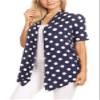 Basic Short Sleeve Open Front Pattern Print Polka Dot Cardigan S-3XL Made in USA Polka Navy M view 3