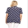 Basic Short Sleeve Open Front Pattern Print Polka Dot Cardigan S-3XL Made in USA Polka Navy M view 4