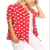 Basic Short Sleeve Open Front Pattern Print Polka Dot Cardigan S-3XL Made in USA Polka Red XL view 3
