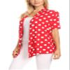 Basic Short Sleeve Open Front Pattern Print Polka Dot Cardigan S-3XL Made in USA Polka Red XL view 4