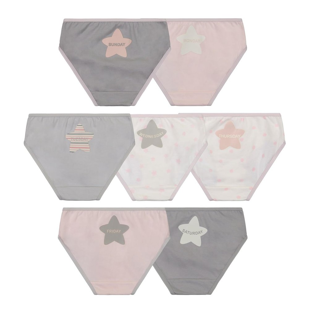 Buyless Fashion Girls Brief Underwear 7 Day Pack of Assorted Colors Soft Cotton Panties - BS19-G7D-3-4