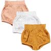 3PC Shorts Set Newborn Baby Girls Boys PP Pants Cotton Linen Blend Cute Floral Bloomer Triangle Shorts (D Pink+White+Yellow, 0-6 Months) view 1