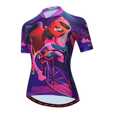 Uriah Women's Bike Jersey Short Sleeve Reflective with Rear Zippered Bag Riding Trip Size 4XL