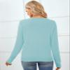 QUALFORT Women's Crewneck Sweater 100% Cotton Soft Knit Pullover Tops Light Blue X-Large view 2