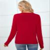QUALFORT Women's Crewneck Sweater 100% Cotton Soft Knit Pullover Tops Red Small view 4