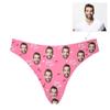 Custom Personalized Photo Printed Boyfriend Face Love Word with Heart Pink Novelty Women's Thong G-Strings Briefs Shorts XXL view 2