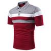 Men Golf Shirts 2024 Fashion Personality Men's Casual Slim Fit Short Sleeves Lapel Patchwork T Shirt Blouse Tops Red view 2