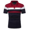 Men Golf Shirts 2024 Fashion Personality Men's Casual Slim Fit Short Sleeves Lapel Patchwork T Shirt Blouse Tops Navy view 1