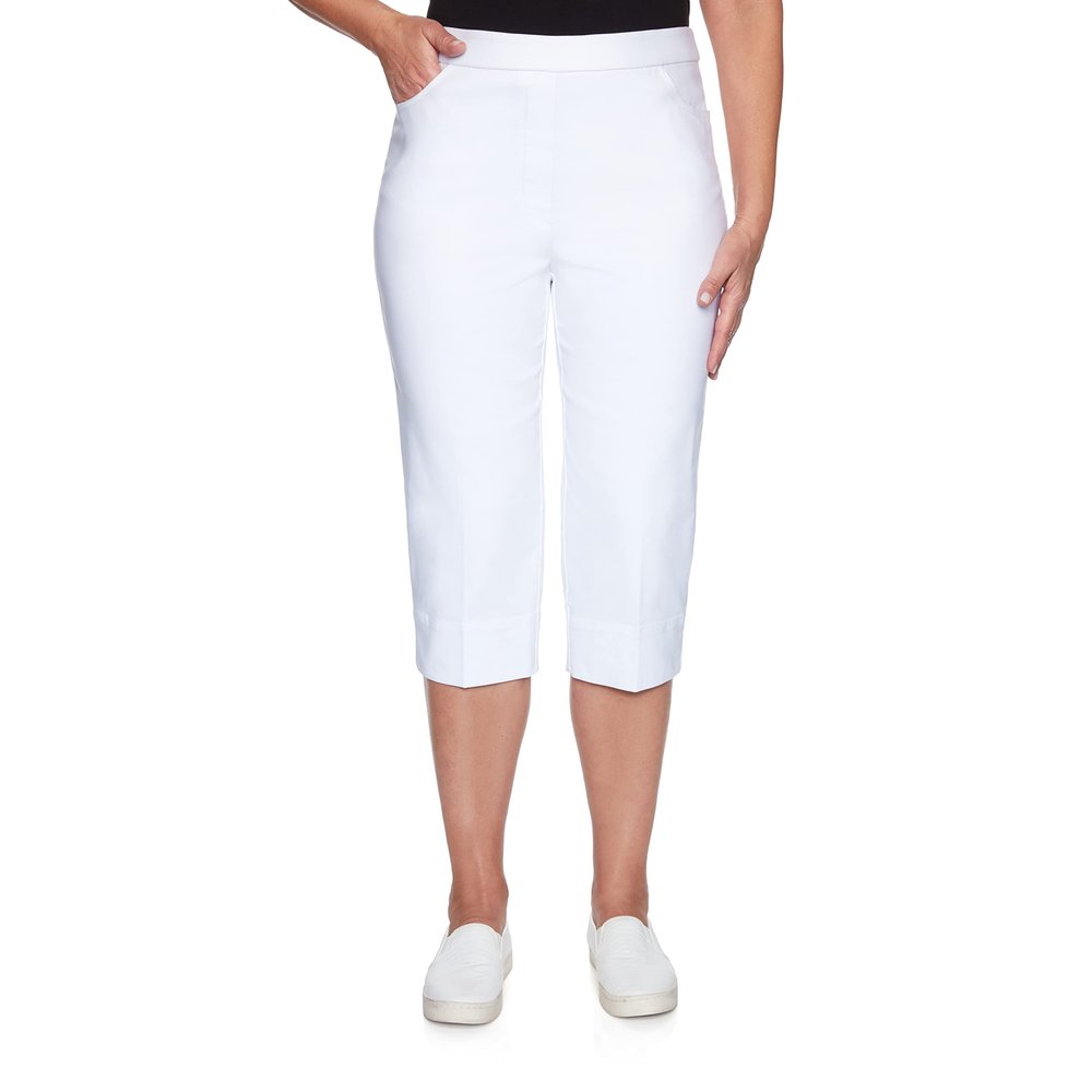 Alfred Dunner Womens Plus-Size Allure Clam Digger Capri White Size 24W