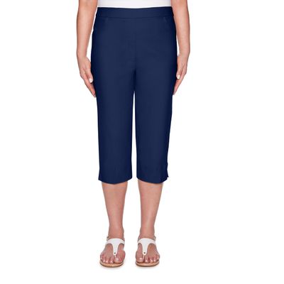Alfred Dunner womens Plus-size Allure Clam Digger Capri Casual Pants, Navy, 24 Plus