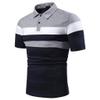 Men Golf Shirts 2024 Fashion Personality Men's Casual Slim Fit Short Sleeves Lapel Patchwork T Shirt Blouse Tops Gray view 2