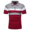 Men Golf Shirts 2024 Fashion Personality Men's Casual Slim Fit Short Sleeves Lapel Patchwork T Shirt Blouse Tops Red view 1