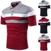 Men Golf Shirts 2024 Fashion Personality Men's Casual Slim Fit Short Sleeves Lapel Patchwork T Shirt Blouse Tops Red view 4