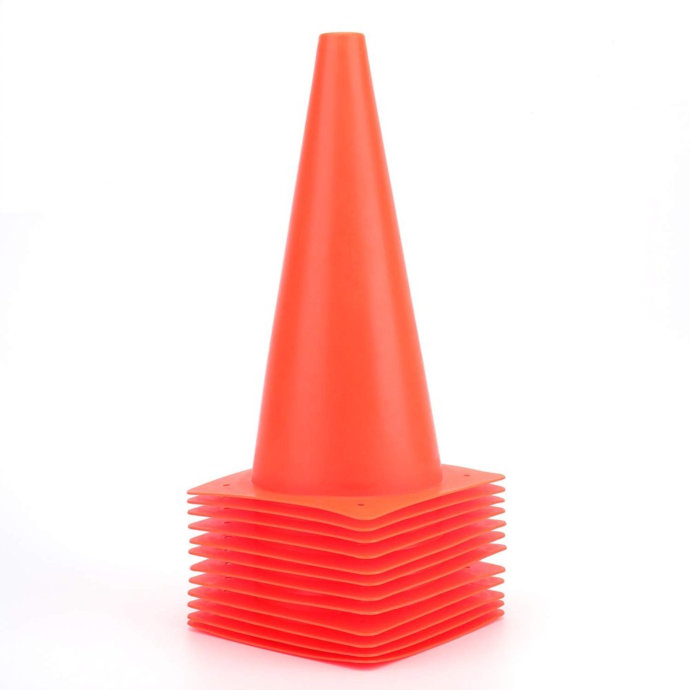 12 Inch 12 Pack Orange Traffic Training Cones, Plastic Safety Parking Cones, Agility Field Marker Cones for Soccer Basketball Football Drills Training, Outdoor Sport Activity & Festive Events