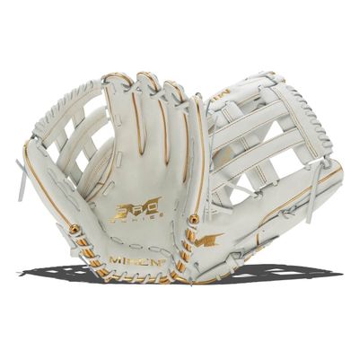Miken | PRO Series Slowpitch Softball Glove | 14"- H-Web | Left Hand Throw | White/Gold