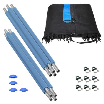 Trampoline Safety Enclosure Set of Net, 4 Poles & Hardware, Fits 12 FT. Round Frame - Installs Outside Frame