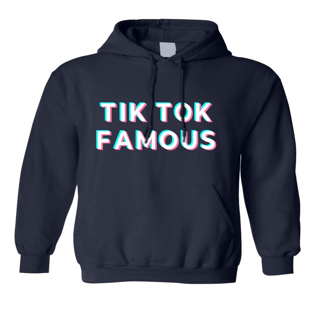 ALLNTRENDS Adult Hoodie TIK Tok Famous Hooded Sweatshirt Cute Graphic Top (XL, Navy Blue)