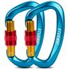 STURME UIAA Certified Climbing Carabiner Clips, 2 Pack 25KN(5623lbs) Screwgate Locking Carabiner Heavy Duty Caribeener Clips, Large Carabiner D Ring for Rock Climbing & Mountaineering view 1