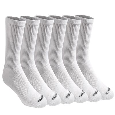 Dickies Men's Dri-Tech Essential Moisture Control Crew Socks Multipack, Solid White (6 Pairs), Large