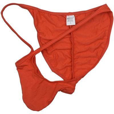 OROCOJUCO Men's Modal Cheeky Briefs Brazilain Bikini Underwear Ruched Back Skimpy Swimwear Orange XL