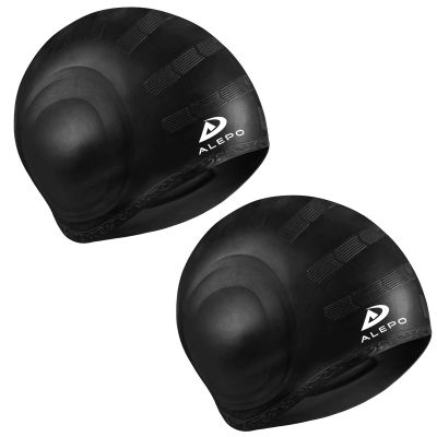 2 Pack Unisex Swim Caps with 3D Ear Protection, Durable Flexible Silicone Swimming Hats for Women Men Kids Adults, Bathing Swimming Caps for Short/Long Hair with Ear Plugs&Nose Clip