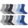 EPEIUS Baby Anti Slip Crew Socks 12 Pack with Grips for Toddlers Little Boys Girls Infants Kids Non Skid Value Pack,6-12 Months Black/White/Grey/Blue view 1