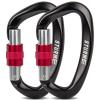 STURME UIAA Certified Climbing Carabiner Clips, 2 Pack 25KN(5623lbs) Screwgate Locking Carabiner Heavy Duty Caribeener Clips, Large Carabiner D Ring for Rock Climbing & Mountaineering view 1