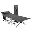ZONETECH Folding Outdoor Travel Cot-Classic Grey Premium Quality Lightweight Portable Heavy Duty for Adult and Kids with Large Pocket-Perfect for Hiking, Camping, and Outside Use Activity view 1
