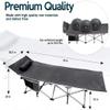 ZONETECH Folding Outdoor Travel Cot-Classic Grey Premium Quality Lightweight Portable Heavy Duty for Adult and Kids with Large Pocket-Perfect for Hiking, Camping, and Outside Use Activity view 3