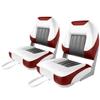 XGEAR Deluxe Low Back Boat Seat, Fold-Down Fishing Boat Seat (2 Seats) (White/Grey/Red) view 1