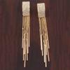 HAPPYAN Women's Clip on Earrings Austria Crystal ART Deco Long Tassel Dangle Drop Earrings Fashion Bijouterie (Gold Clip-ons) view 3