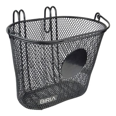 BIRIA Basket with Hooks, Front, Removable, Plate, Children Wire mesh Small Kids Bicycle Basket. can add Your Stickers, Diameter is 3", New (Black)