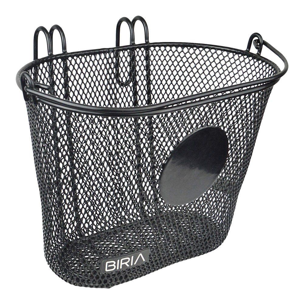 BIRIA Basket with Hooks, Front, Removable, Plate, Children Wire mesh Small Kids Bicycle Basket. can add Your Stickers, Diameter is 3", New (Black)