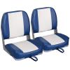 Leader Accessories A Pair of New Low Back Folding Boat Seat(2 seats) (B-White/Blue) view 1