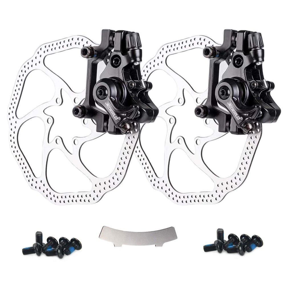 Farbetter Bike Disc Brake Kit, Including Front and Rear Caliper, 160mm Rotor, Mechanic Tool-Free Pad Adjuster for Mountain Bike, Road Bike, Fixed Gear Bike, MTB, BMX (Black)