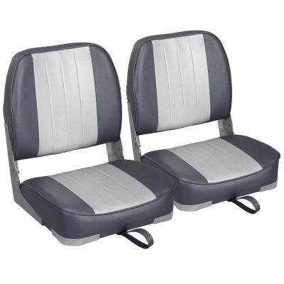 Leader Accessories A Pair of New Low Back Folding Boat Seat(2 seats) (B-Gray/Charcoal)