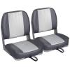 Leader Accessories A Pair of New Low Back Folding Boat Seat(2 seats) (B-Gray/Charcoal) view 1